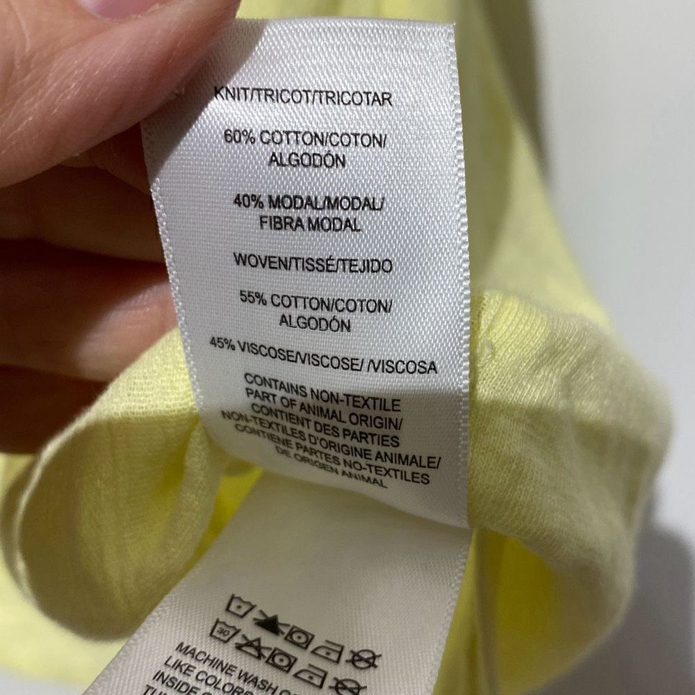 Lucky Brand Womens XL Yellow Short‎ Sleeve Button Up Slub Henley Top Pockets - Picture 6 of 9